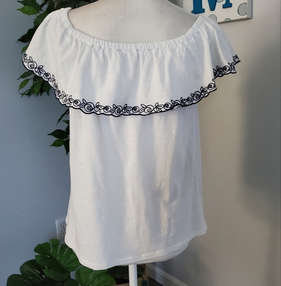 J. CREW On/Off Shoulder Embroidered Peasant Top M - Picture 6 of 10